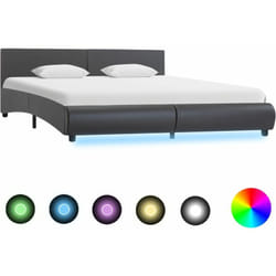 Cadre de lit avec led gris similicuir 160 x 200 cm Vidaxl