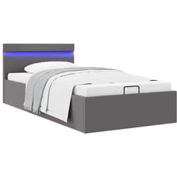 Cadre de lit à rangement avec led Gris Similicuir 100x200 cm Vidaxl