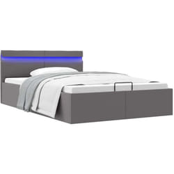 Cadre de lit à rangement avec led gris similicuir 120x200 cm Vidaxl