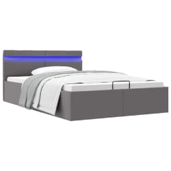 vidaXL Cadre de lit à rangement hydraulique sans matelas avec LED gris - 140 x 200 cm