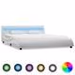 vidaXL Cadre de lit avec LED Blanc Similicuir 140 x 200 cm 285675