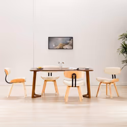 vidaXL Chaises à manger lot de 4 crème bois courbé et similicuir - TU