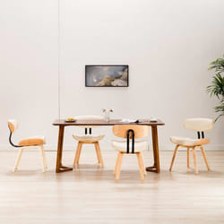vidaXL Chaises à manger lot de 4 crème bois courbé et similicuir - TU