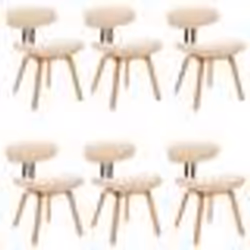vidaXL Chaises à manger lot de 6 crème bois courbé et similicuir - TU