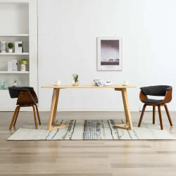 vidaXL Chaises à manger lot de 2 gris bois courbé et tissu - TU
