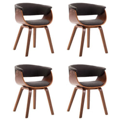 vidaXL Chaises à manger lot de 4 gris bois courbé et tissu - TU