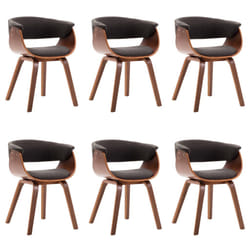 vidaXL Chaises à manger lot de 6 gris bois courbé et tissu