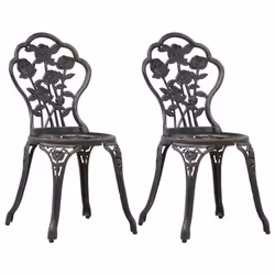 vidaXL Chaises de bistro lot de 2 Bronze Aluminium coulé - TU