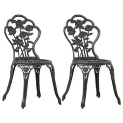 vidaXL Chaises de bistro lot de 2 Bronze Aluminium coulé - TU