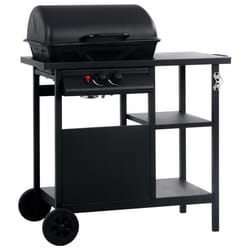 vidaXL Barbecue à gaz avec table latérale à 3 niveaux Noir