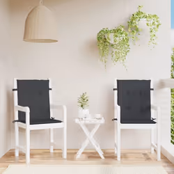vidaXL Coussins de chaise de jardin à dossier bas lot de 2 noir 47560