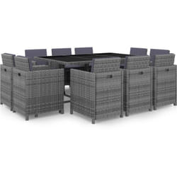 Salon de jardin 11 pcs avec coussins Résine tressée Gris