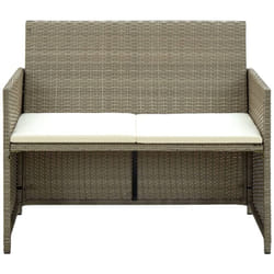 Canapé de jardin à 2 places avec coussins Beige Résine tressée - Vidaxl