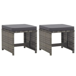 vidaXL Tabourets de jardin 2 pcs et coussins Résine tressée Anthracite