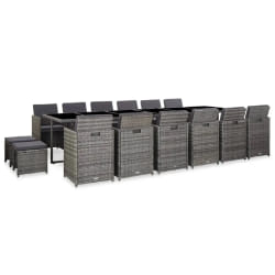 vidaXL Ensemble de Salle à Manger 17 pcs - Gris