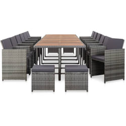 vidaXL Ensemble de salle à manger d'extérieur et coussins 17 pcs Gris
