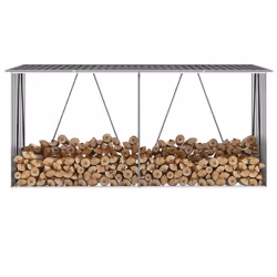 vidaXL Abri de stockage à bois Acier galvanisé 330x84x152cm Anthracite