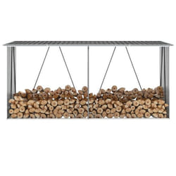 vidaXL Abri de stockage à bois Acier galvanisé 330x84x152cm Anthracite