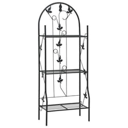 vidaXL Support à plantes 3 niveaux Noir 52x28x128 cm Fer