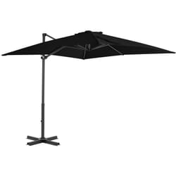 Parasol de jardin en porte-à-faux et mât en aluminium noir Vidaxl