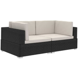 Vidaxl - Chaises d'angles lot de 2 avec coussins Résine tressée Noir