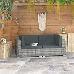 Vidaxl - Chaises d'angles lot de 2 avec coussins Résine tressée Gris