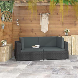 Vidaxl - Chaises d'angles lot de 2 avec coussins Résine tressée Noir