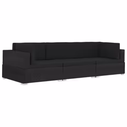 vidaXL Salon de jardin 3 pcs avec coussins résine tressée noir - TU
