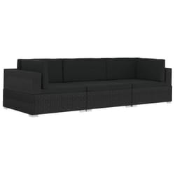 vidaXL Salon de jardin 3 pcs avec coussins résine tressée noir - TU