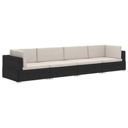 vidaXL Salon de jardin 4 pcs avec coussins résine tressée noir - TU