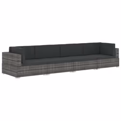 vidaXL Salon de jardin 4 pcs avec coussins résine tressée gris - TU