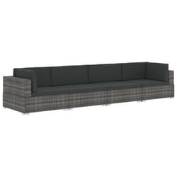 vidaXL Salon de jardin 4 pcs avec coussins résine tressée gris - TU