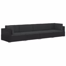 vidaXL Salon de jardin 4 pcs avec coussins résine tressée noir - TU