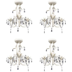 Lustres suspendus à cristaux 4 pcs Blanc élégant vidaXL
