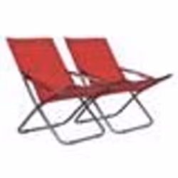 vidaXL Chaises pliables de plage lot de 2 Tissu Rouge