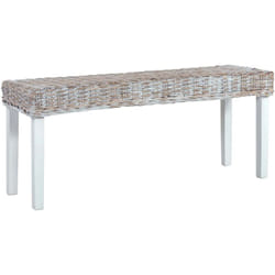 Vidaxl - Banc 110 cm Blanc Rotin naturel kubu et bois d'acajou massif