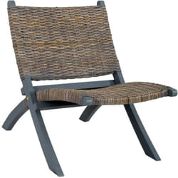 Chaise De Relaxation Rotin Kubu Naturel Et Bois D'Acajou Massif Vidaxl