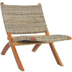 Chaise de relaxation rotin kubu naturel et bois d'acajou massif Vidaxl