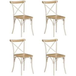 Vidaxl - Chaises à dossier croisé lot de 4 blanc bois de manguier massif