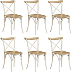 Vidaxl - Chaises à dossier croisé lot de 6 blanc bois de manguier massif