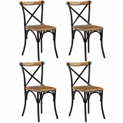 Cet ensemble de 4 chaises de salle à manger en bois de manguier de style ancien ajoutera une touche d'attraction à votre sall ...