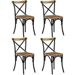 vidaXL Chaises à dossier croisé lot de 4 noir bois de manguier massif
