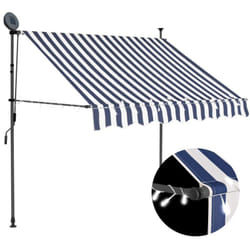 Auvent manuel rétractable avec led 150 cm Bleu et blanc Vidaxl