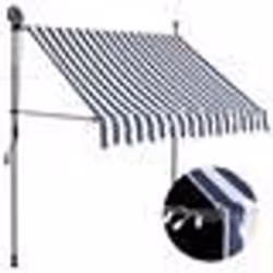 vidaXL Auvent manuel rétractable avec LED 200 cm Bleu et blanc - TU