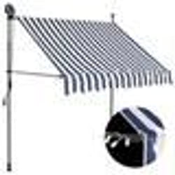 vidaXL Auvent manuel rétractable avec LED 200 cm Bleu et blanc - TU
