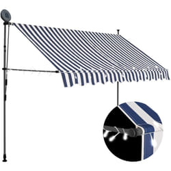 Auvent manuel rétractable avec led 250 cm Bleu et blanc - Vidaxl