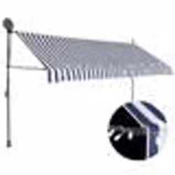 vidaXL Auvent manuel rétractable avec LED 350 cm Bleu et blanc - TU