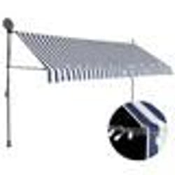 vidaXL Auvent manuel rétractable avec LED 350 cm Bleu et blanc - TU