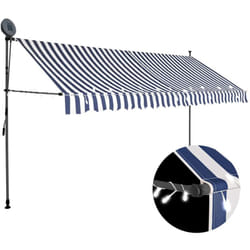 vidaXL Auvent manuel rétractable avec LED 400 cm Bleu et blanc - TU
