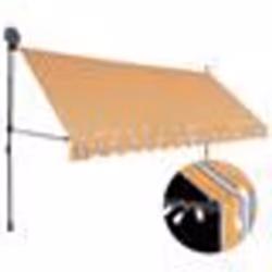 vidaXL Auvent manuel rétractable avec LED 350 cm Jaune et bleu - TU
